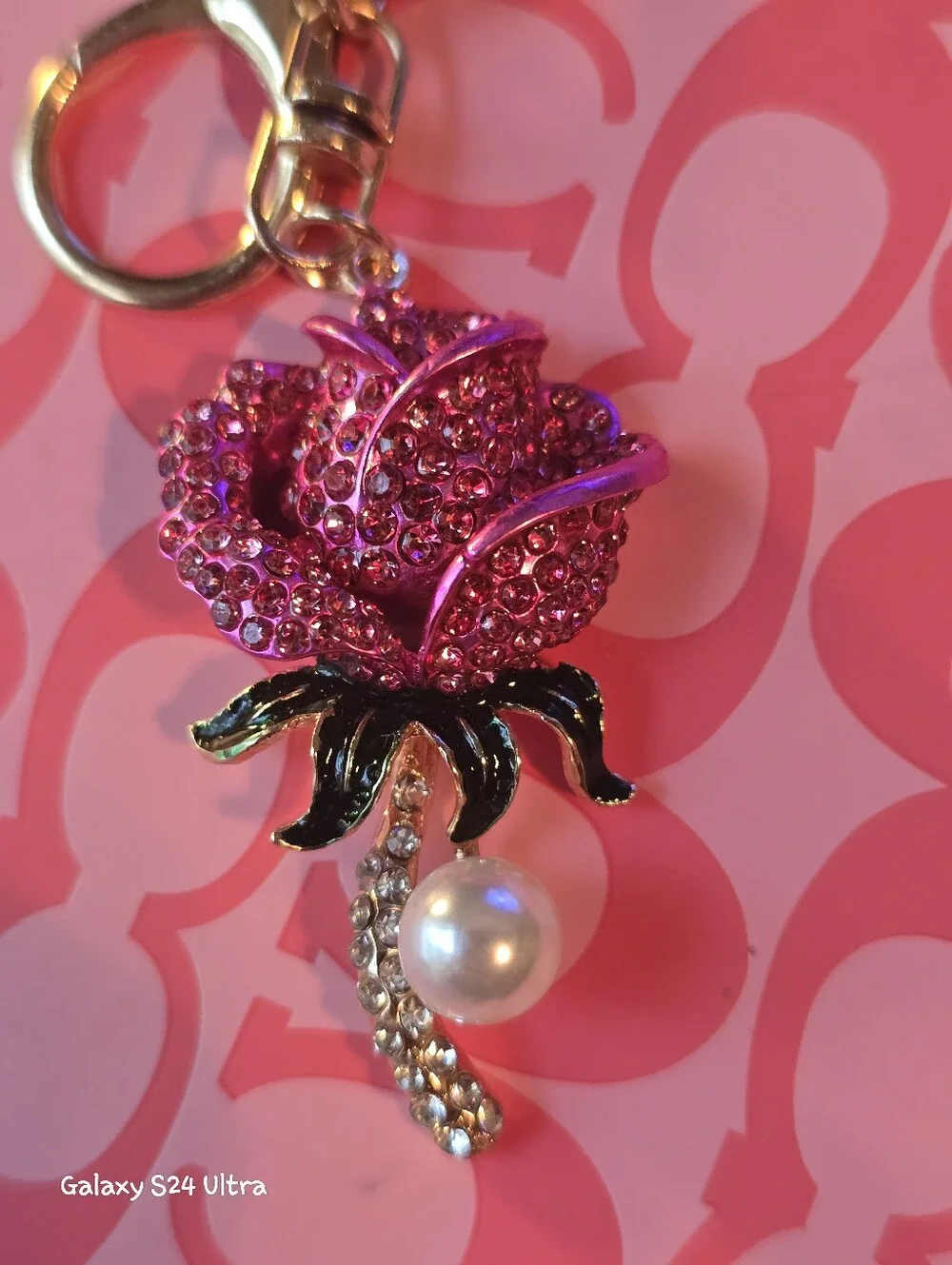 Beautiful Rose Bag Charm/ Keychain NEW